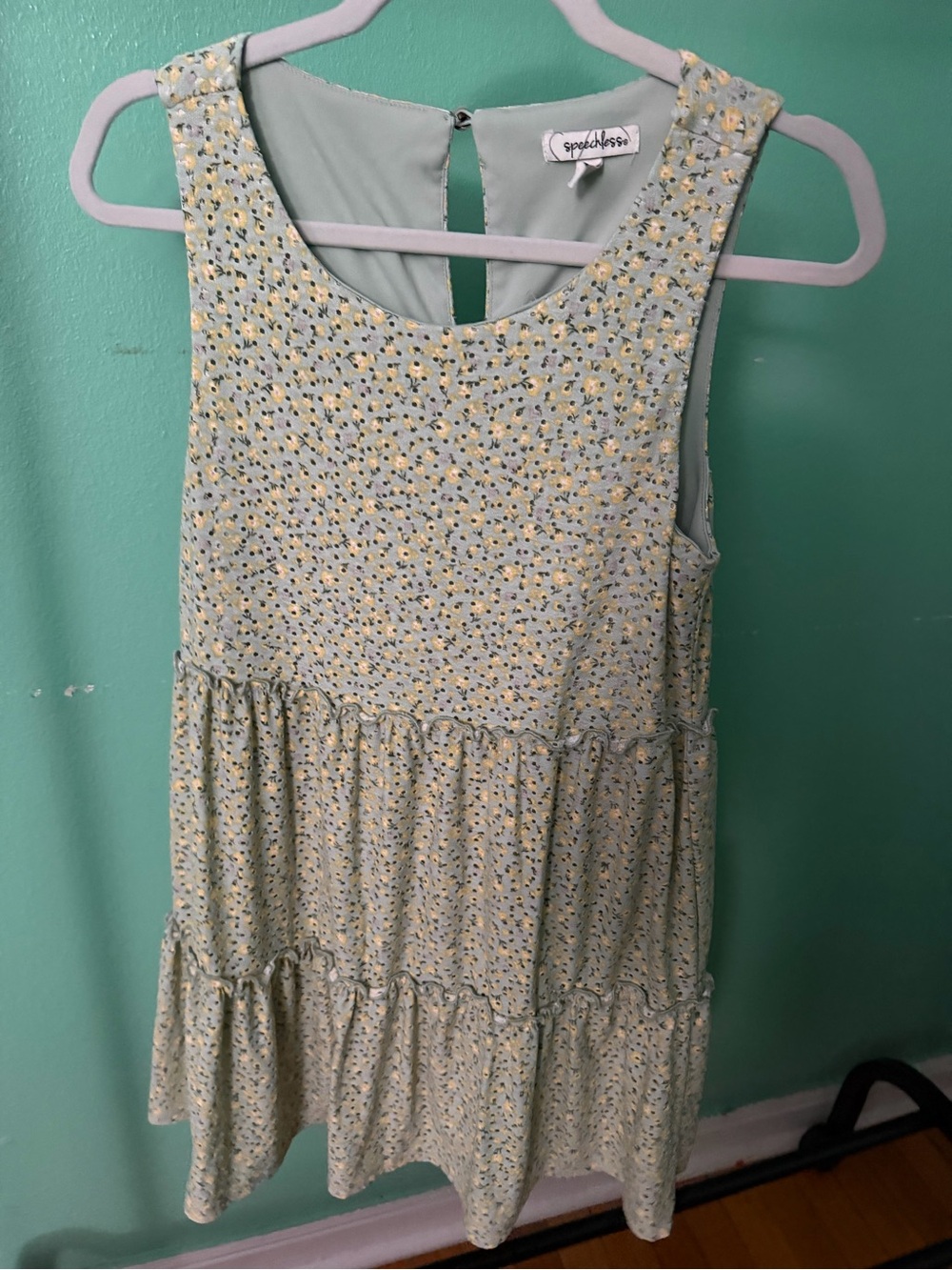 Sage Green Floral Tiered Sundress